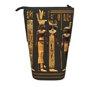 Longzehao Jeroglíficos egipcios antiguos imprimir lápiz telescópico bolsa de lápiz titular pop up bolsa de almacenamiento, de pie portátil pluma caso, negro, talla única, Negro 1, One size