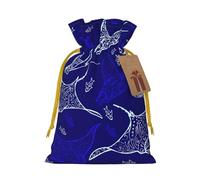 Longzehao Manta Ray and Fish Print - Bolsas de regalo de Navidad con cordón, bolsa de regalo para Navidad, vacaciones, fiesta de cumpleaños