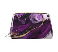 Longzehao Mármol textura púrpura oscuro 1 impresión cuero cremallera bolsa de cosméticos organizador de viaje bolsa de aseo, blanco, talla única, Blanco, One Size