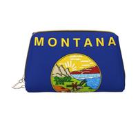 Longzehao Montana State Flag Print - Bolsa de maquillaje de piel con cremallera para cosméticos, organizador de viaje, bolso de mano, color blanco, talla única, blanco, One Size