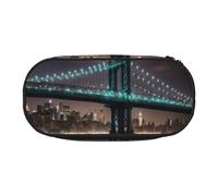 LONGZEHAO New York Manhattan Bridge Night Print - Estuche rectangular simple para guardar bolígrafos, suministros de oficina, cosméticos, artículos de tocador