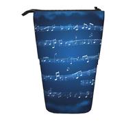Longzehao Nueces musicales azules impresión telescópica lápiz bolsa de lápiz pop up bolsa de almacenamiento, de pie portátil Pen Case, negro, talla única, Negro 1, One size