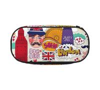 LONGZEHAO Periódico escolar en inglés con impresión simple rectangular para bolígrafos, estuche de almacenamiento para suministros de oficina, cosméticos, artículos de tocador