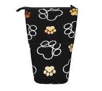 Longzehao Perro pata impresiones impresión telescópica lápiz bolsa titular de la pluma pop up almacenamiento caso, de pie portátil pluma, negro, talla única, Negro 1, One size