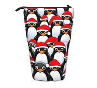 Longzehao Pingüinos de Navidad impresión telescópica lápiz bolsa titular de la pluma pop up almacenamiento caso, de pie portátil pluma, negro, talla única, Negro 1, One size