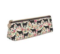 Longzehao Pink Flower Show Steer vacas ganado impresión simple triangular pluma caso almacenamiento para suministros de oficina, cosméticos, artículos de tocador, blanco, un tamaño, Art Deco, Blanco