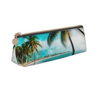 Longzehao Playa Palmeras Imprimir Simple Estuche de almacenamiento triangular para suministros de oficina, cosméticos, artículos de tocador, Blanco, Talla única, Art Deco, Blanco 1, One size, Art Deco