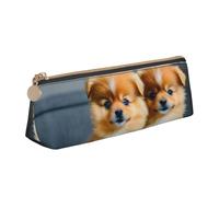 Longzehao Pomeranians Puppy's & Point Print Simple Triangular Estuche de almacenamiento para material de oficina, cosmética, artículos de tocador, blanco, talla única, Art Deco, Blanco 1, One size,