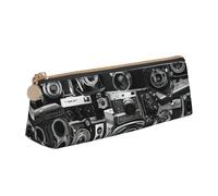Longzehao Retro Cool Camera Collection - Estuche triangular simple para guardar artículos de oficina, cosméticos, artículos de tocador, Blanco, One Size, Art Deco