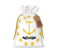 Longzehao Rhode Island State Flag Print Christmas Drawstring Gift Bags for Christmas Holiday Birthday Party