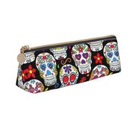 Longzehao Sugar Skulls Print Simple Triangular Pen Bag Bolsa de almacenamiento de material de oficina, cosmética, artículos de tocador, blanco, talla única, Art Deco, Blanco 1, One size, Art Deco