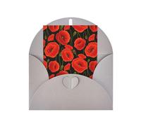 Longzehao Tarjeta de felicitación con estampado de flores de amapola de papel perlado, tarjetas de notas para Navidad, cumpleaños, Acción de Gracias