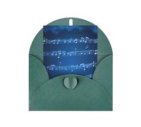 Longzehao Tarjeta de felicitación navideña con estampado de notas musicales azules, tarjetas de notas para Navidad, cumpleaños, Acción de Gracias