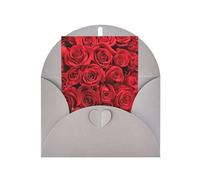 Longzehao Tarjeta de felicitación navideña con estampado de rosas rojas, tarjetas de notas para Navidad, cumpleaños, Acción de Gracias