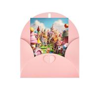 Longzehao Tarjeta de felicitación navideña con estampado de tierra de caramelos, tarjetas de notas para Navidad, cumpleaños, Acción de Gracias