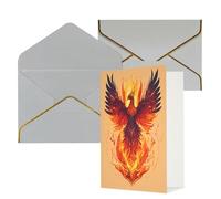 Longzehao Tarjetas de felicitación con estampado de fénix para todas las ocasiones, interior en blanco, con sobre, adecuadas para familiares y amigos