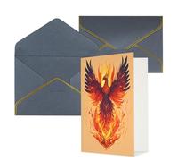 Longzehao Tarjetas de felicitación con estampado de fénix para todas las ocasiones, interior en blanco, con sobre, adecuadas para familiares y amigos