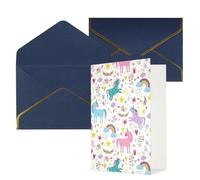Longzehao Tarjetas de felicitación con estampado rosa de unicornios para todas las ocasiones, interior en blanco, con sobre, adecuadas para familiares y amigos