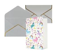Longzehao Tarjetas de felicitación con estampado rosa de unicornios para todas las ocasiones, interior en blanco, con sobre, adecuadas para familiares y amigos