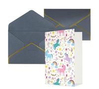 Longzehao Tarjetas de felicitación con estampado rosa de unicornios para todas las ocasiones, interior en blanco, con sobre, adecuadas para familiares y amigos