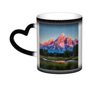 Longzehao Taza de cerámica con diseño de parque nacional Grand Teton que cambia de color en el cielo, tazas que cambian de calor, taza de café y taza de té.