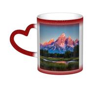 Longzehao Taza de cerámica con diseño de parque nacional Grand Teton que cambia de color en el cielo, tazas que cambian de calor, taza de café y taza de té.