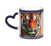Longzehao Taza de cerámica con estampado de rayas de tigre que cambia de color en el cielo, tazas de café y té que cambian de calor.