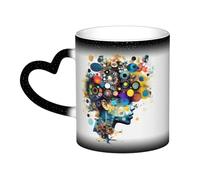 Longzehao Taza de cerámica con impresión de cerebro de inteligencia artificial que cambia de color en el cielo, tazas que cambian de calor, taza de café, taza de té.