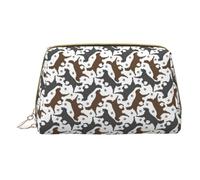 Longzehao Trotting Flat Coated Retrievers Paw Print Cuero auténtico cremallera bolsa cosmética organizador viaje bolsa de aseo embrague, blanco, un tamaño, Color: blanco., talla única, Color: blanco.,