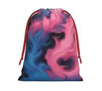 Longzehao Ultra suave tela de terciopelo cordón azul y rosa fuego impresión Navidad bolsa de regalo, bolsas de regalo multifunción.