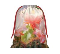 Longzehao Ultra suave terciopelo tela cordón acuarela cactus impresión Navidad bolsa de regalo, bolsas de regalo multifunción.