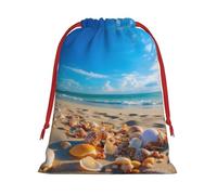 Longzehao Ultra suave terciopelo tela cordón conchas playa impresión Navidad regalo bolsa, bolsas de regalo multifunción.