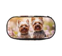 LONGZEHAO Yorkie Floral3 - Estuche rectangular simple para guardar bolígrafos, suministros de oficina, cosméticos, artículos de tocador