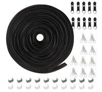 LongZYU 10 Metros Cremalleras por Metros Negro 3# Cremallera Continua Nylon con 20 Cursores de Metal Cortable Zip Cremallera sin Fin Espiral para Coser Ropa Bolsas Costura Artesanal, Ancho 26mm