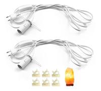 LongZYU 2 Piezas Cable para Lámpara de Sal Blanco Con Interruptor y EU Enchufe - Portalámparas E14 de 3,5m para Lámpara de Pie, Colgante, Cabecera y Sal