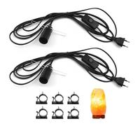 LongZYU 2 Piezas Cable para Lámpara de Sal Negro con Interruptor y EU Enchufe Portalámparas E14 de 3,5m para Lámpara de Lámpara de Pie, Colgante, Lámpara de Cabecera, Lámpara de Sal