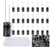 LongZYU 25 Piezas Condensador 1000µf 16V Condensadores Electrolíticos Condensador Electrolítico de Aluminio Condensadores Electrolíticos Condensador 105°C con Caja de Almacenamiento, 10 x 17 mm