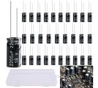 LongZYU 30 Piezas Condensador 2200µf 16V Condensadores Electrolíticos Condensador Electrolítico de Aluminio Condensadores Electrolíticos Condensador 105°C con Caja de Almacenamiento, 10 x 20 mm