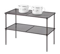 Lonian Paquete de 2 organizadores de estantes de cocina para gabinete, organizador de armario expandible y apilable, estante de almacenamiento para baño, cocina, cuarto de lavado (marrón), LN-HK-0122