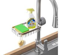 BFDYY Soporte de Esponja para Fregadero de Cocina, Organizador de Fregadero de Cocina, Estante de Drenaje Desmontable de Acero Inoxidable para baño, estropajos, jabón, Cromado