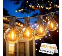 LONIUTO Guirnalda Luces Exterior 90M, G40 Guirnaldas Exterior LED con 150+6 Guirnalda Bombillas, Impermeable IP45, 2700K Blanco Cálido Luces Terraza para Jardín Patio Fiesta Boda (3 * 30M)