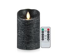 Lonkenn Vela LED Negro, Velas Parpadeante Sin Llama, Velas Con Pilas, Vela LED Temporizador con Mando a Distancia, Real Cera, Regulable, para Navidad, Restaurante, Bar, Semana Santa-10cm
