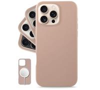 LONLI Classic - Funda de piel para iPhone 16 Pro Max - Funda de piel auténtica europea de terciopelo - Suaviza y suaviza con el tiempo - [Compatible con Magsafe] - Tortora
