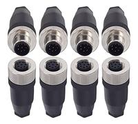 Lonlonty 4 juegos de conectores M12 de 8 pines macho y hembra, conector de actuador de aviación, enchufe M12 de 8 polos IP67 impermeable