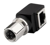 Lonlonty Adaptador móvil M12 a RJ45, código X de 8 pines, IP67, resistente al agua, apantallado Ethernet industrial Cat6/Cat5, M12 8 pines hembra a RJ45 hembra, conector de mamparo