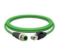 Lonlonty Cable de red Ethernet M12 de 4 pines a RJ45, Cat5E 26 AWG IP67, resistente al agua, SFTP, doble apantallamiento, cable de red High Flex para automatización industrial, 1 m, color verde