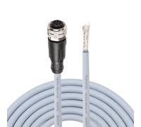 Lonlonty Cable de sensor M12 de 5 pines con código A, 2 m, revestimiento de poliuretano gris, blindaje resistente al agua, enchufe de aviación, cable industrial para fabricación de automatización de