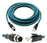 Lonlonty Cable M12 Macho 4 Pines D-Code a RJ45 Ethernet Blindado Cat6, 5 m