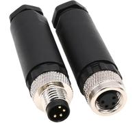 Lonlonty M8 4 Pin Macho+Hembra Socket Panel Conector Aviación Código A, 8 mm Conector Redondo Aviación Conector Impermeable IP67 Exterior Industrial