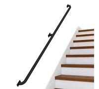 Lonmrrton Barandilla de Escalera Barandilla de Hierro Forjado 1,5m 2,5m 3m 4m 5m Pasamanos de Metal Negro para Barra de Agarre Interior y Exterior, con Soporte para Montaje en Pared (Size : 500cm)